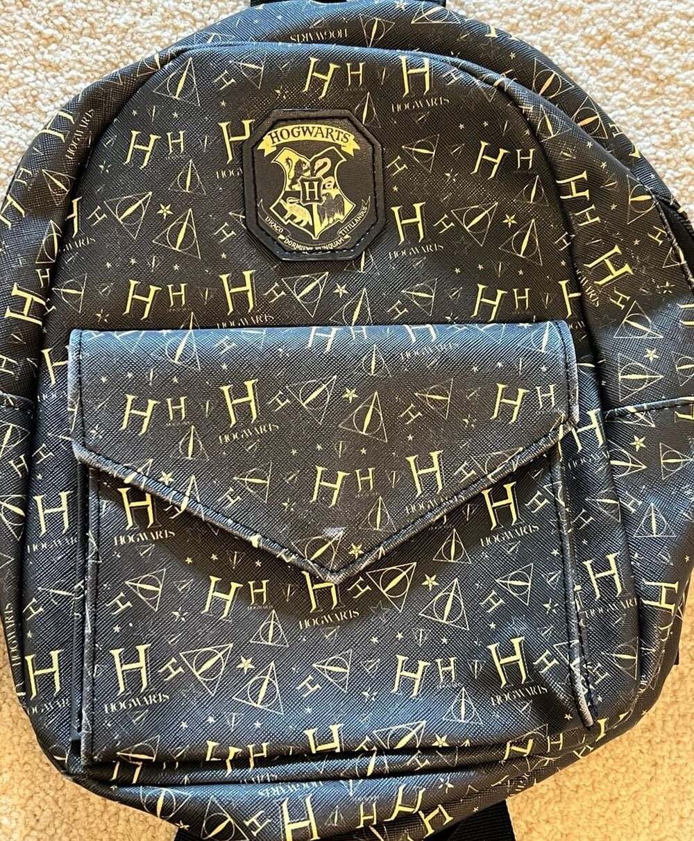 Harry‎ Potter Hogwarts Mini Backpack Black and Gold Print Wizarding World